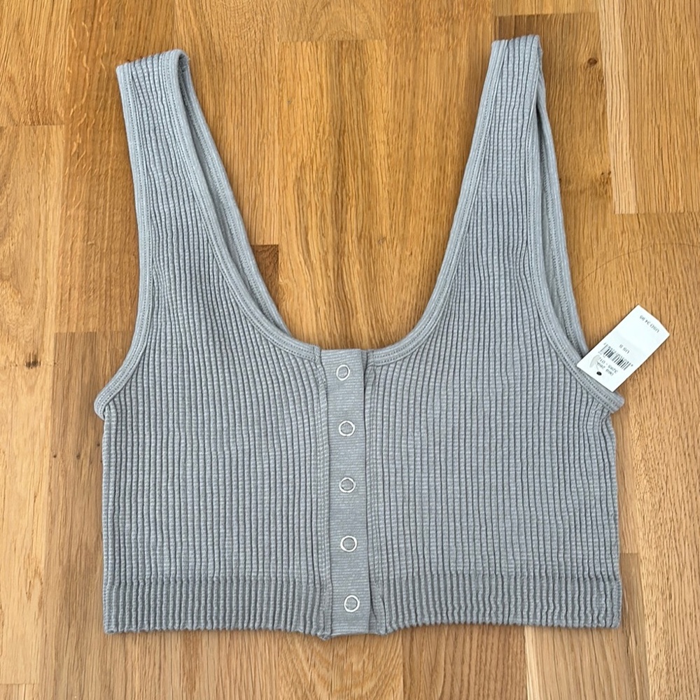 AERIE Heather Gray Ribbed Top